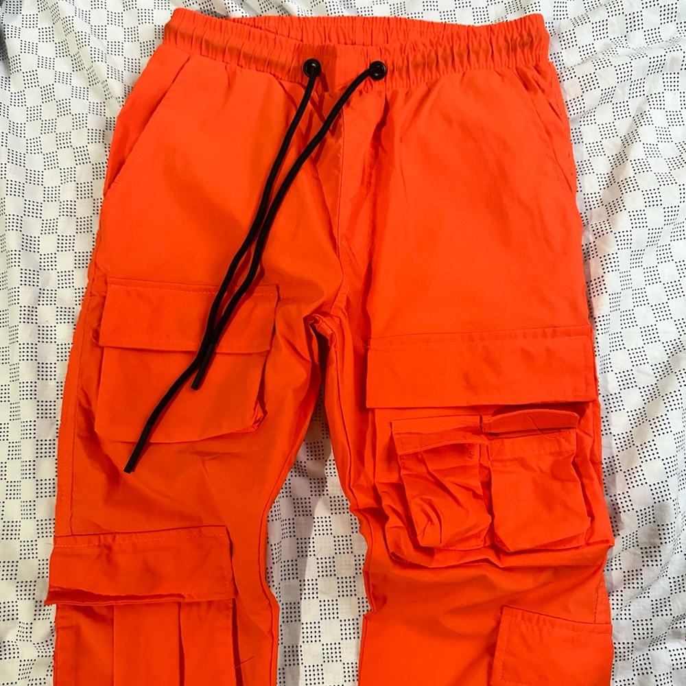 Orange cargo women pants